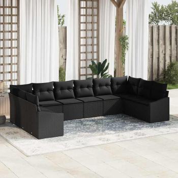 ARDEBO.de - Gartensofa-set 10 stk. Schwarz Poly-Rattan