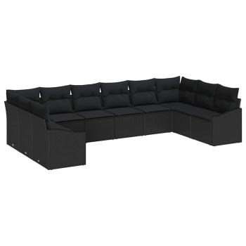 Gartensofa-set 10 stk. Schwarz Poly-Rattan