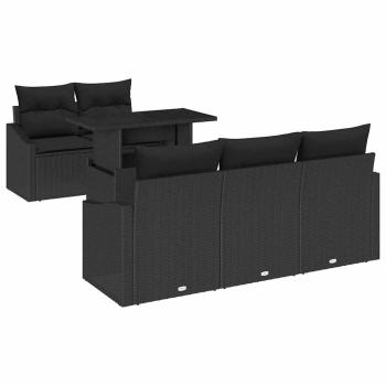Garten-Sofa-Set 6 stk. Schwarz Poly-Rattan