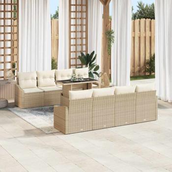 Garten-Sofa-Set 7-teilig Beige Rattan Modernes Outdoor-Möbel