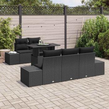 ARDEBO.de - Garten Sofa Set 6-teilig Schwarz Polyethylen Rattan