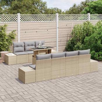 Garten-Sofa-Set 8-teilig Beige Rattan