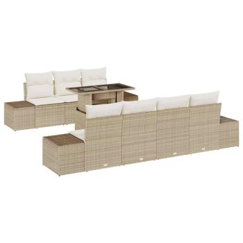 Garten Sofa Set 8 Teile Beige Poly Rattan Gartentisch
