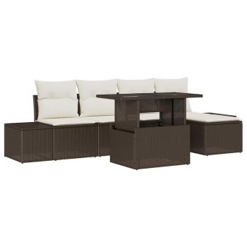 Garten Sofa Set 6 Teile Braun Rattan 6-teiliges Sofa Set