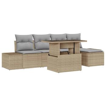 Garten-Sofa-Set 6-teilig Beige, Grau