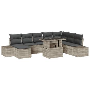 Garten-Sofa-Set Set aus 9 Beige Polyethylen-Rattan Gartenmöbel