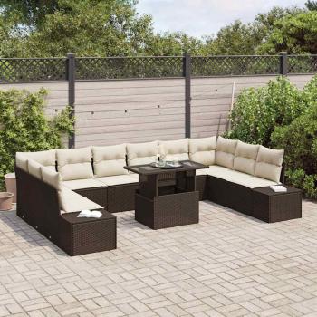Garten Sofa Set 11 Teile Beige und Dunkelbraun