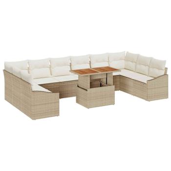 ARDEBO.de - Garten Sofa Set Set von 11 Beige Geflecht Garten Sofa Set