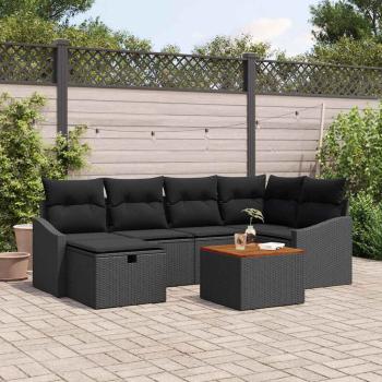 ARDEBO.de - Gartensofa-set 7 stk. Schwarz Poly Rattan