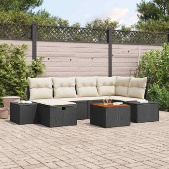ARDEBO.de - Garten Sofa Set 7-teilig Schwarz Rattan Outdoor Sofa Set