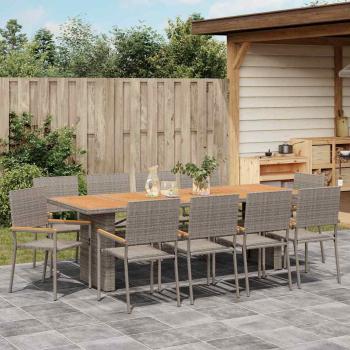 Garten Essgruppe 11 stk. Grau Poly-Rattan