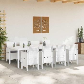 Garten Esszimmer Set 9-teilig Weiß Rattan Langlebig
