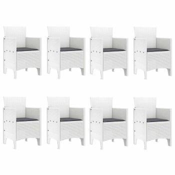 Garten Esszimmer Set 9-teilig Weiß Rattan Langlebig