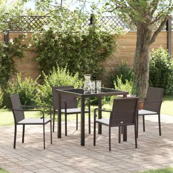 ARDEBO.de - 5-teiliges Garten-Esszimmer-Set mit Kissen in Braun aus Poly-Rattan