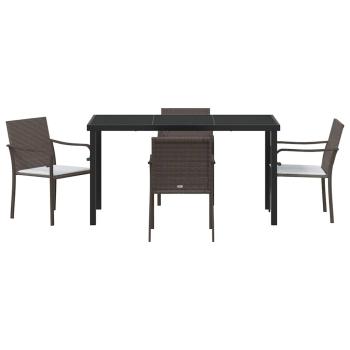 Garten Essgruppe 5 pcs Braun und Schwarz PE-Rattan