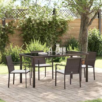 ARDEBO.de - 5-teiliges Garten-Esszimmer-Set mit Kissen in Braun aus Poly Rattan