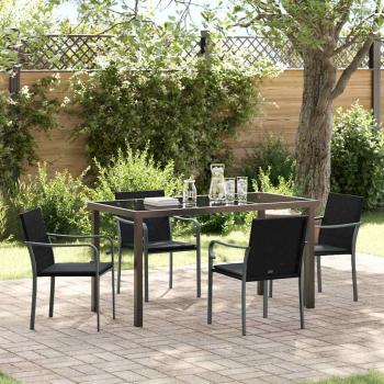 ARDEBO.de - 5-teiliges Gartenset mit Kissen in Schwarz aus Poly Rattan