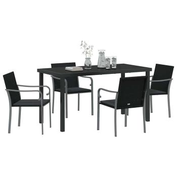 5-teiliges Gartenset mit Kissen in Schwarz aus Poly Rattan
