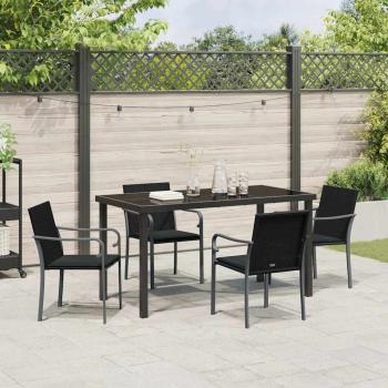 5-teiliges Gartenset mit Kissen in Schwarz aus Poly Rattan