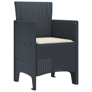 Gartenstuhl Set von 2 Anthrazit, Cremeweiß Kunststoff-Rattan