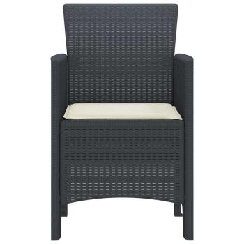 Gartenstuhl Set von 2 Anthrazit, Cremeweiß Kunststoff-Rattan