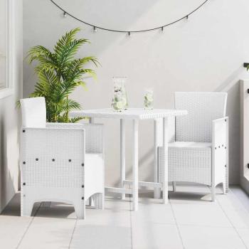 ARDEBO.de - Gartenstuhl Set aus 2 Weiß Kunststoff-Rattan-Stil Standard