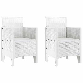 Gartenstuhl Set aus 2 Weiß Kunststoff-Rattan-Stil Standard