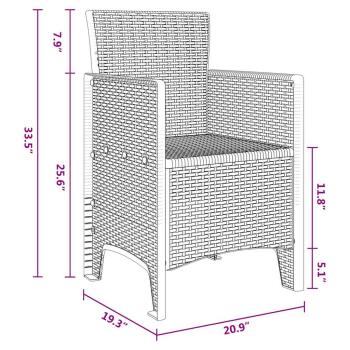 Gartenstuhl Set aus 2 Weiß Kunststoff-Rattan-Stil Standard