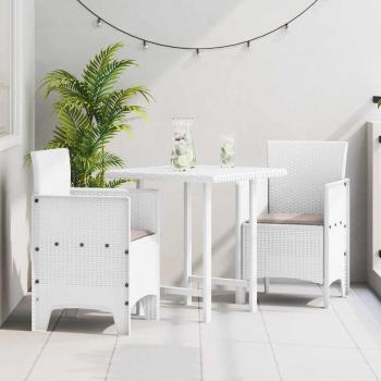 ARDEBO.de - Gartenstuhl Set aus 2 Weiß Taupe Kunststoff-Rattan Polyester