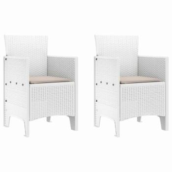 Gartenstuhl Set aus 2 Weiß Taupe Kunststoff-Rattan Polyester