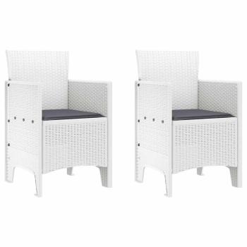 Gartenstuhl Set von 2 Weiß, Anthrazit Polypropylen, Polyester