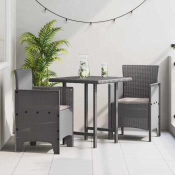 ARDEBO.de - Gartenstuhl Set mit 2 Hellgrau Poly-Rattan und Stahl Standard