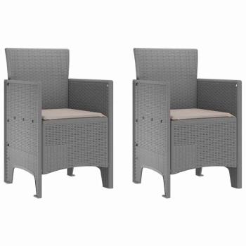 Gartenstuhl Set mit 2 Hellgrau Poly-Rattan und Stahl Standard
