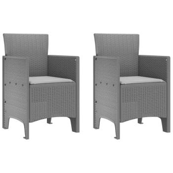 Gartenstuhl Set aus 2 Hellgrau Kunststoff Rattan Standard