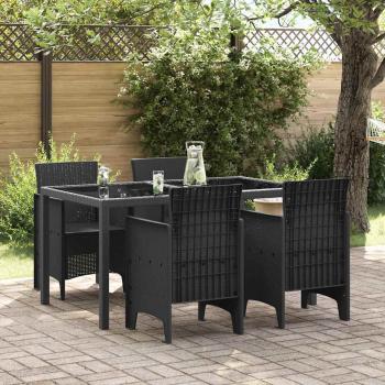 ARDEBO.de - Gartenstuhl Set von 4 Anthrazit Poly-Rattan Mittel Leicht