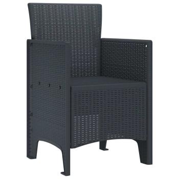 Gartenstuhl Set von 4 Anthrazit Poly-Rattan Mittel Leicht