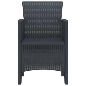 Gartenstuhl Set von 4 Anthrazit Poly-Rattan Mittel Leicht