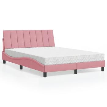ARDEBO.de - Bett mit Matratze Rosa 120x200 cm Samt