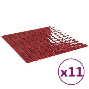 Mosaikfliesen 11 Stk. Rot 30x30 cm Glas