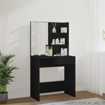 Schminktisch mit LED-Leuchten Schwarz 74,5x40x141 cm