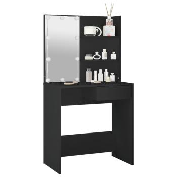 Schminktisch mit LED-Leuchten Schwarz 74,5x40x141 cm