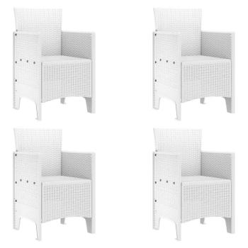 Gartenstuhl Set von 4 Weiß Poly-Rattan Standard Leichtgewicht