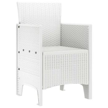 Gartenstuhl Set von 4 Weiß Poly-Rattan Standard Leichtgewicht