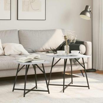 ARDEBO.de - Beistelltisch 2er Set Grau Sonoma aus Holz und Metall