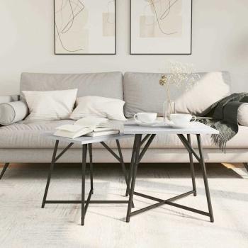 Beistelltisch 2er Set Grau Sonoma aus Holz und Metall