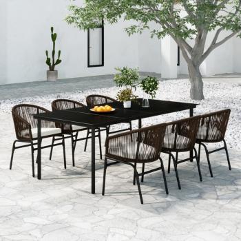 ARDEBO.de - 7-tlg. Garten-Essgruppe Braun