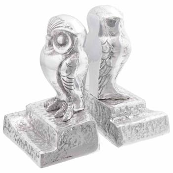 ARDEBO.de - Buchstützen 2 Stück Silber 12x9x19 cm Aluminium Eule