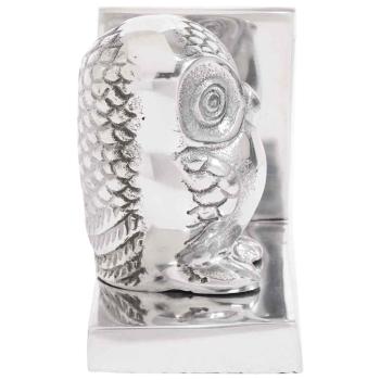 Buchstützen 2 Stück Silber 7x9x11 cm Aluminium Eule