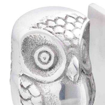 Buchstützen 2 Stück Silber 7x9x11 cm Aluminium Eule