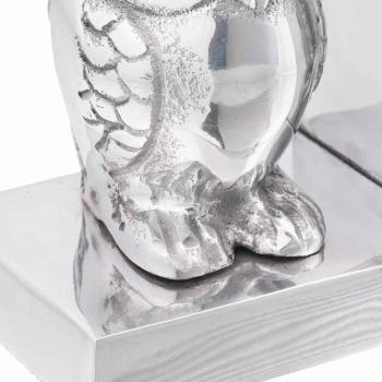 Buchstützen 2 Stück Silber 7x9x11 cm Aluminium Eule